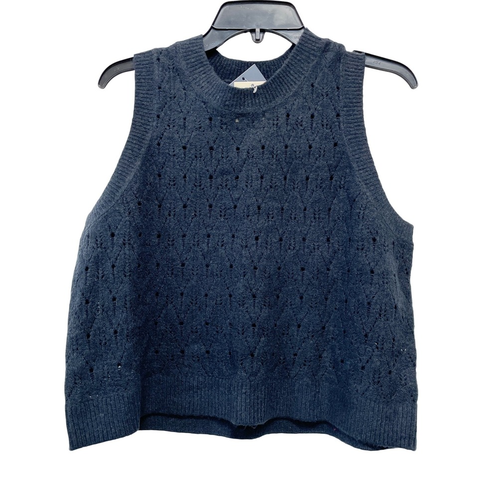 Universal Thread Women's Navy Blue V Neck Knit Cable Knit Sweater Vest Size XL